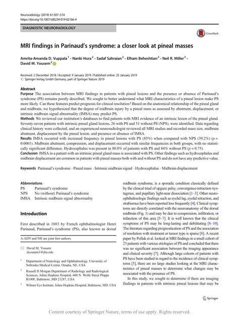 MRI findings in Parinaud’s syndrome: a closer look at pineal masses | Request PDF