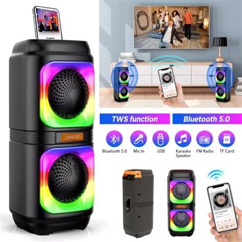 TWS PORTABLE BLUETOOTH Speaker Dual Speakers Party FM Subwoofer Heavy