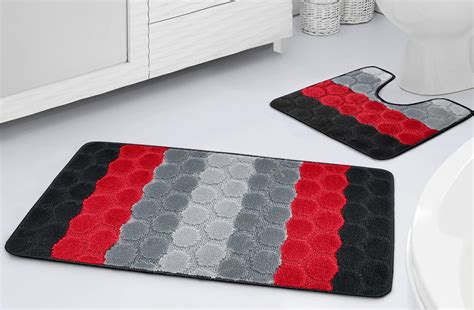 La Maison Bathroom Rug Set 2 Piece Hex Stripe Ombre Non Slip Bath Mat