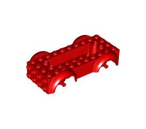 Lego Red Vehicle Base With Same Color Wheel Holders