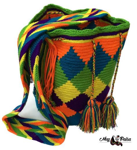 Handmade Wayuu Mochila Rombos Pattern Crossbody Bag Bolsos De