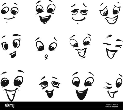 Happy smiling and laughing cartoon Faces. Tiny Illustrations with big ...