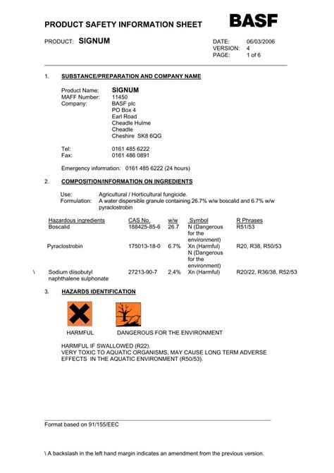 PRODUCT SAFETY INFORMATION SHEET Green Tech