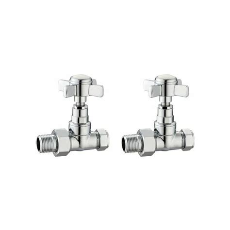 Vogue Crosshead Manual Straight Radiator Valves Pair Chrome