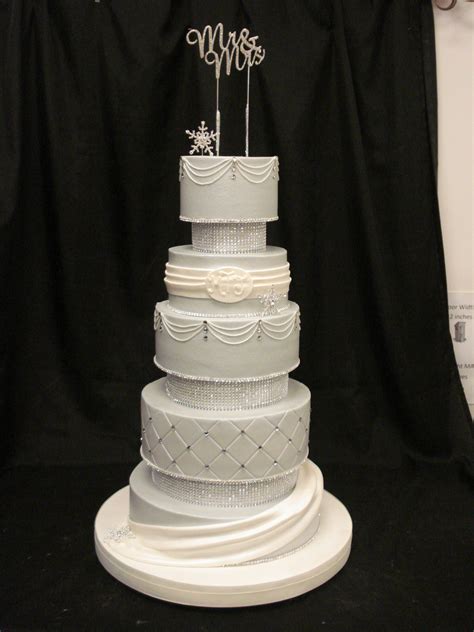 5 Tier Platinum Buttercream Base Complete With Bling Spacers Drop