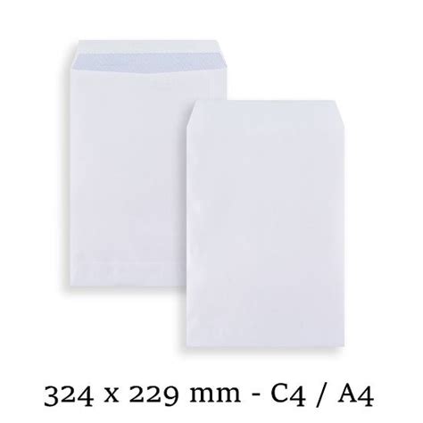 C4 Size 324 X 229 Mm White Commercial Envelopes Plain NO WINDOW