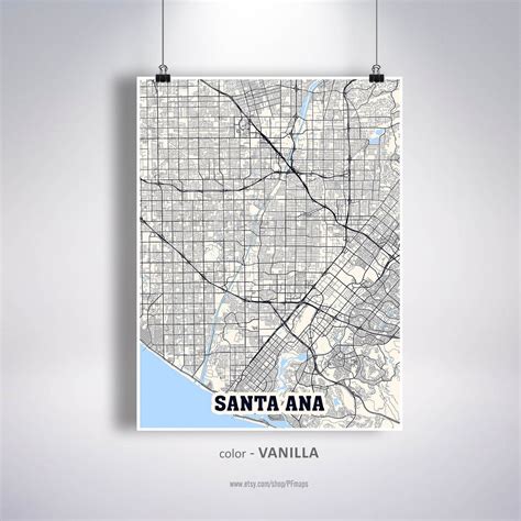 Santa Ana Map Print Santa Ana City Map California CA USA Map | Etsy