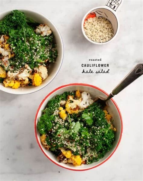 Roasted Cauliflower Kale Salad Recipe Love And Lemons