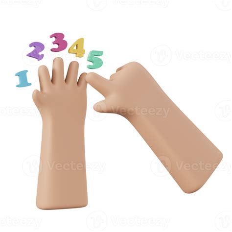 D Rendering Of Math Hand Of Kid Counting Finger Back To School