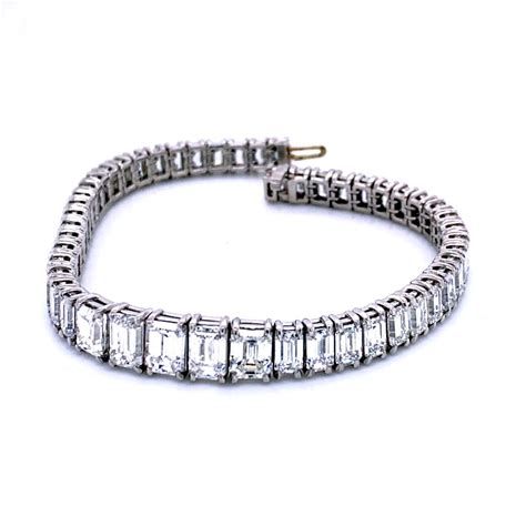 Carat Emerald Cut Diamond Platinum Tennis Bracelet At Stdibs