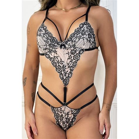 Body Sexy Renda Luxo Sem Bojo Com Strappy Chocolate H05 Compra Facil