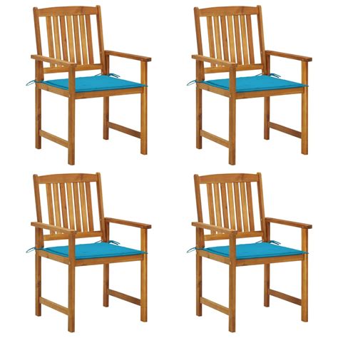 Chaises de metteur en scène avec coussins 4 pcs Acacia massif 16