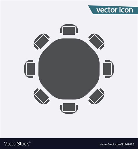 Round Table Discussion Flat Icon Isolated Vector Image