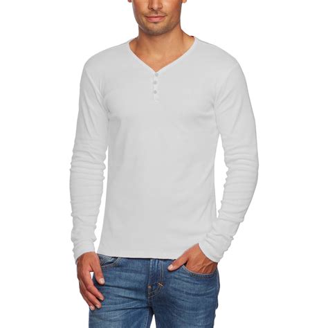 Alta Men S Slim Fit V Neck Long Sleeve Cotton T Shirt With 3 Button Up