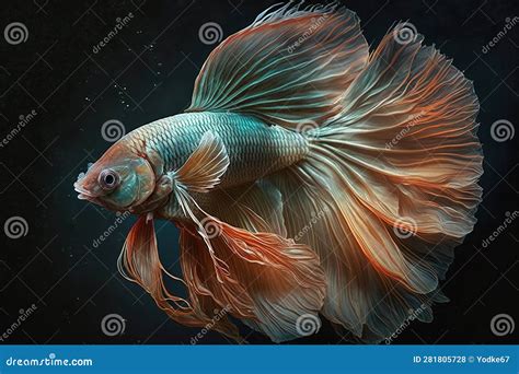 Colorful Betta Splendens Fish Hand Drawing And Sketch Stock Photo