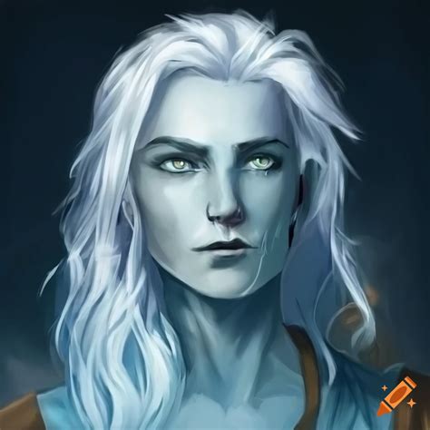 Dungeons And Dragons Handsome Wind Genasi Pretty Flowing Long White