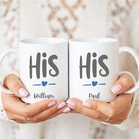 Personalised His And His Mugs Gay Couple Mug Set Male Couple Mug Gift Set Gay Wedding