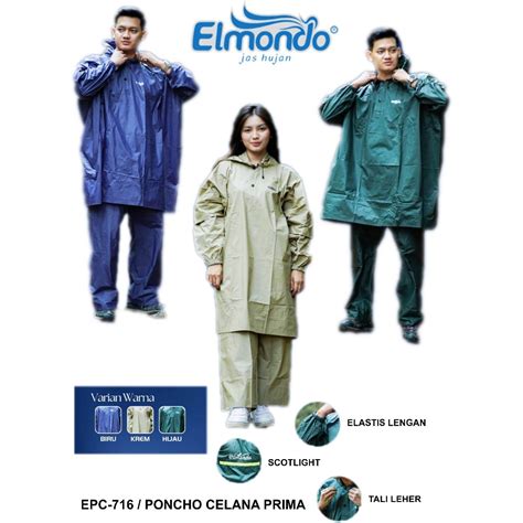 Jual Jas Hujan Dewasa Elmondo Prima Setelan Ponco Poncho Lengan