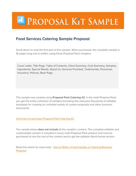 Sample Catering Proposal