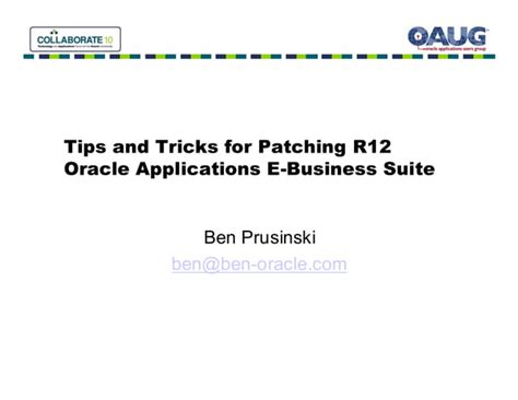 Oracle Ebs Release Tips For Patching Ppt