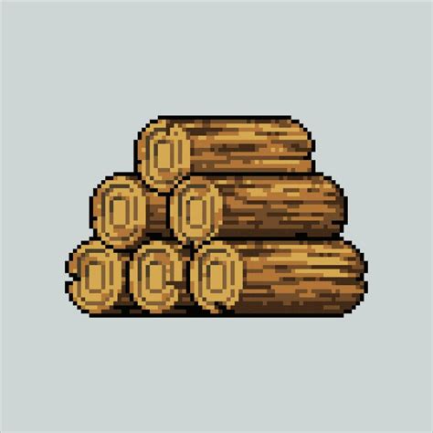 Pixel art illustration Woodpile. Pixelated timber wood. Wood Pile pixelated for the pixel art ...