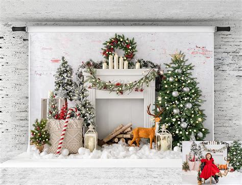 Christmas Fireplace Backdrops