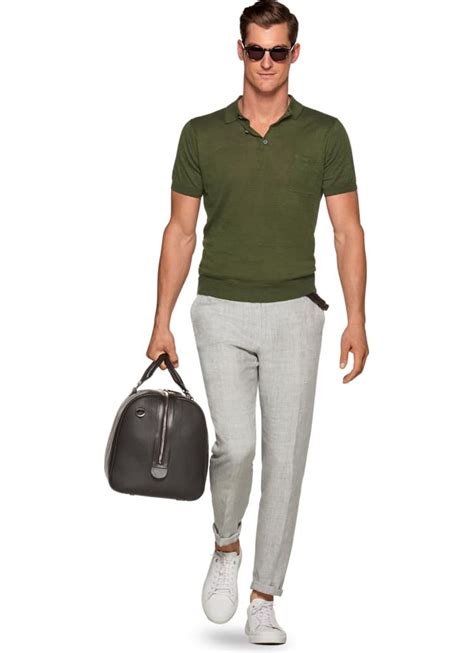 Green Polo Sw873 Suitsupply Online Store Mens Shorts Outfits Polo Shirt Outfits Polo