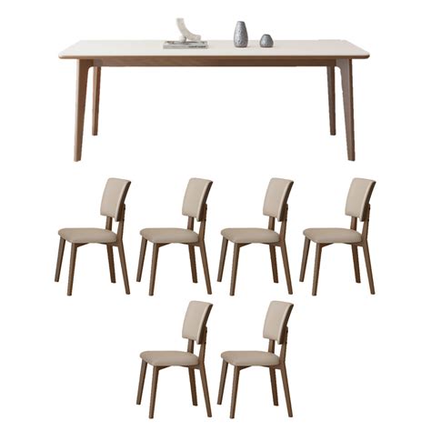 Lane Design Nordic Modern Simple Rectangular Dining Table Set 7 Piece