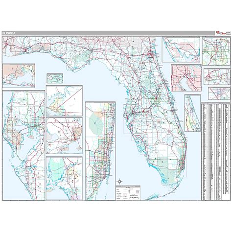 Florida State Wall Map w/Zip Codes by Kappa - The Map Shop