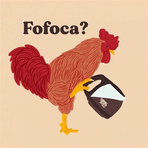 A Red Rooster Is Standing Next To A Black Jug With The Words Fofca On It