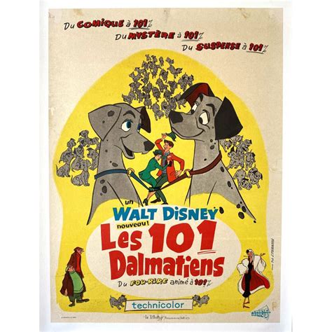 Affiche de film entoilée française de LES 101 DALMATIENS 60x80 cm