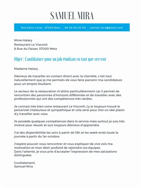 Lettre De Motivation Pour Un Job Tudiant Guide Exemples