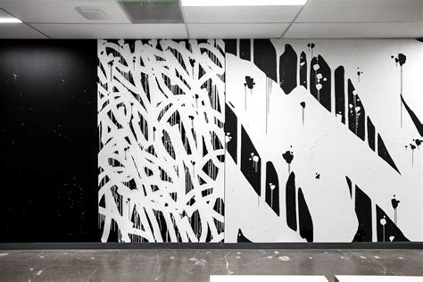 Black and White Mural Art for Office Walls