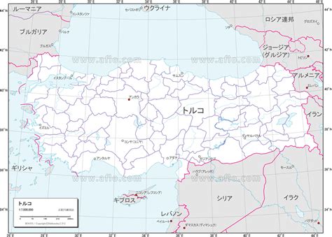 トルコ 白地図 ベクター地図素材のダウンロード販売 アフロモール