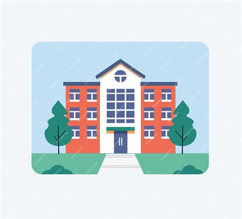 Premium Vector Flat Cartoon School Building Vector