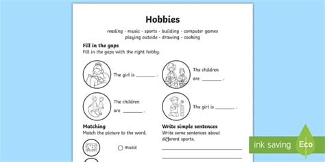 Hobbies Worksheet Teacher Made Twinkl