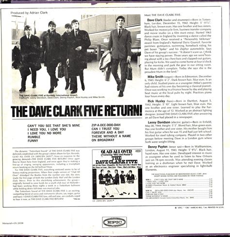 The Dave Clark Five Return VINYL BRITISH ROCK N ROLL LP By The Dave