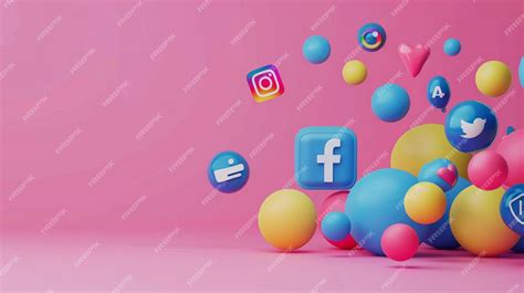 Premium Photo Colorful Social Media Icons On Pink Background