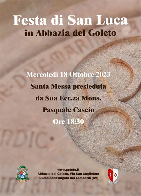 Festa Di San Luca 18 Ottobre 2023 Abbazia Del Goleto