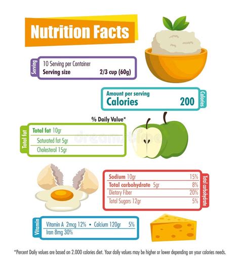 Healthy Food with Nutritional Facts Stock Vector - Illustration of ...