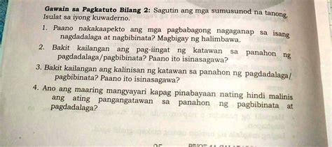 SOLVED Gawain Sa Pagkatuto Bilang 2 Sagutin Ang Mga Sumusunod Na