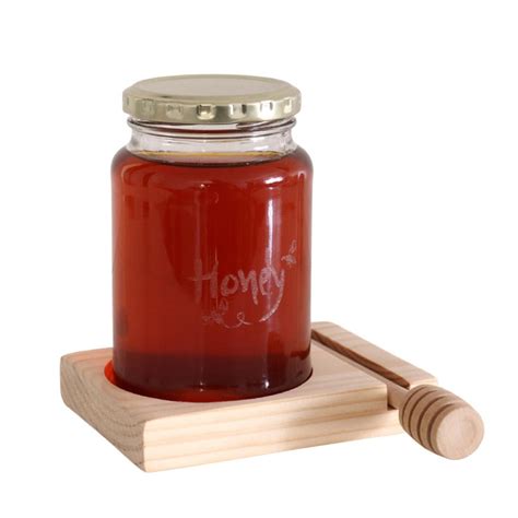 Hjar9 Glass Honey Jar With Side Dipper Pallet Bali Trading Wholesale