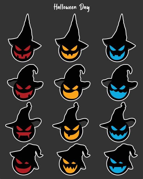 Set of Halloween colorful cute ghosts characters different faces ...