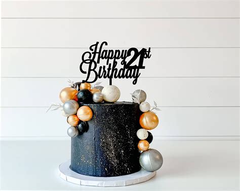 Happy 21st Birthday Cake Topper Svg Laser Cut Digital Etsy