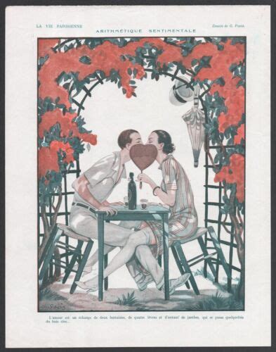 Illustration Vie Parisienne Pavis Erotik Art Deco Paar Kuss