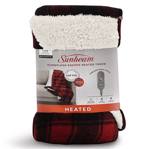 Free Shipping Sunbeam Microplush Sherpa Electric Heated Throw Blanket