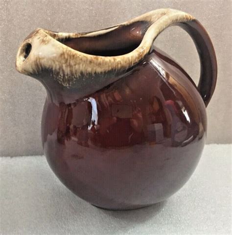 Hull Brown Pottery Drip Glaze PITCHER 8 H EBay