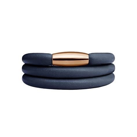 Leren Wikkelarmband Blauw 60cm met Aanschuif Bedels Rosé Goud RVS