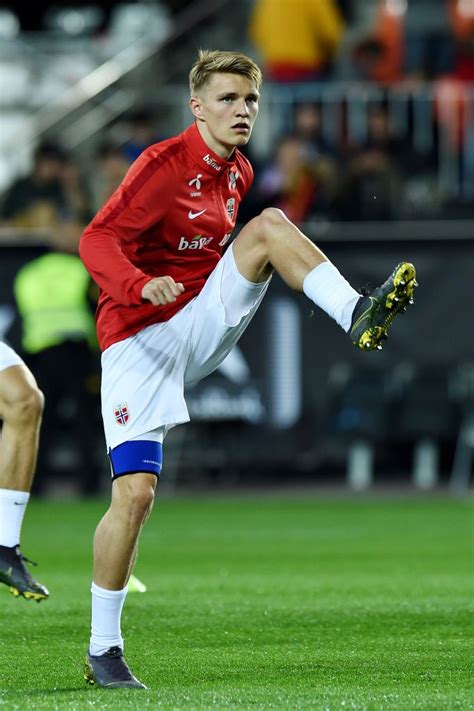 Martin Odegaard of Norway warms up before the 2020 UEFA European ...