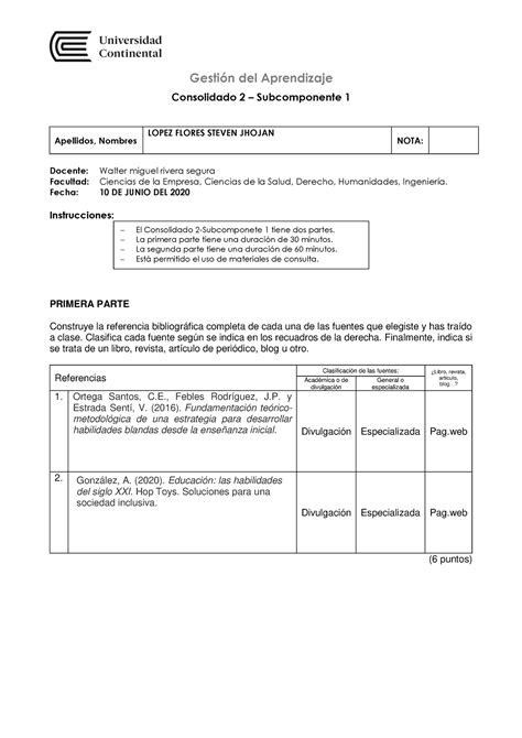 Examen Consolidado P Consolidado Subcomponente Apellidos